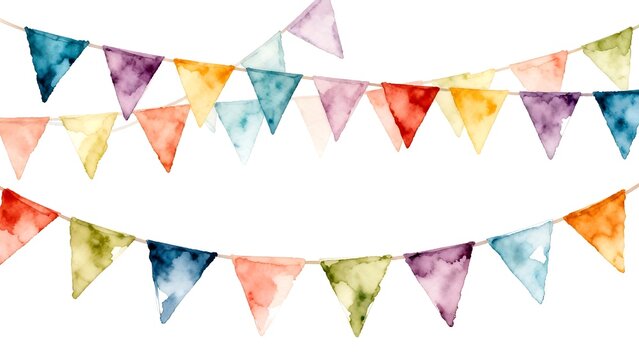 Watercolor triangle flags on string