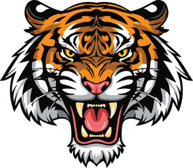 Fototapeta premium Intimidating head of tiger face and tiger head vector for sports badges