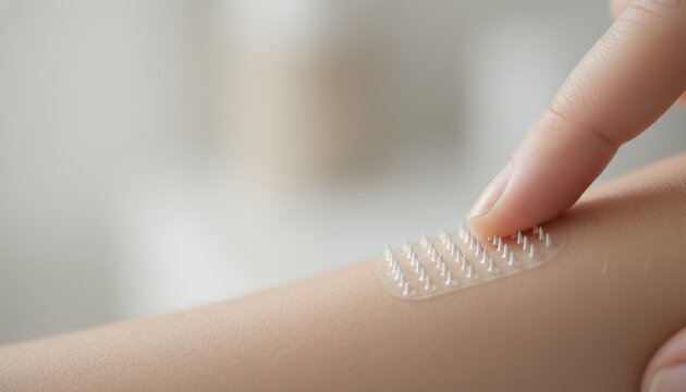 Microneedle patch applied to skin for drug delivery