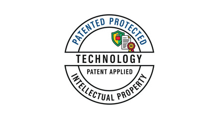 Obraz premium Patented technology seal intellectual property protection with lock and document icons