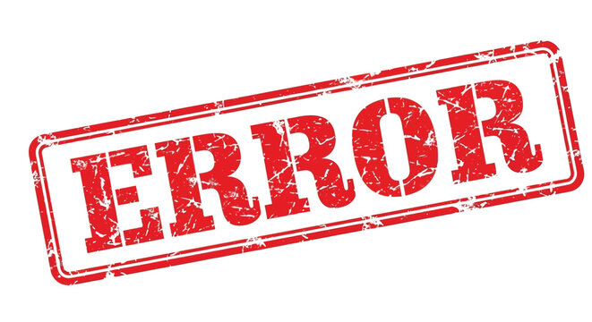 Red rubber stamp displaying the word error with a distressed texture