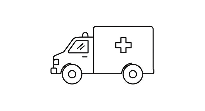 Ambulance vehicle line drawing medical transport illustration