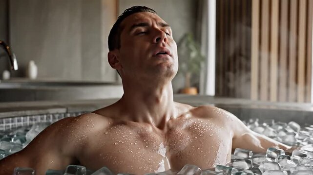 Man in Ice Bath - A Refreshing and Relaxing Experience.