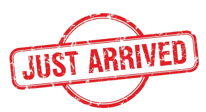Red just arrived stamp graphic isolated on a white background