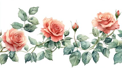 Naklejka premium Illustration of peony flowers blooming in spring