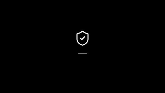 A secure icon with a checkmark shield appears in motion graphics animtion.