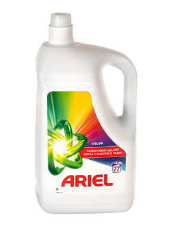 Ariel liquid laundry detergent bottle on transparent background