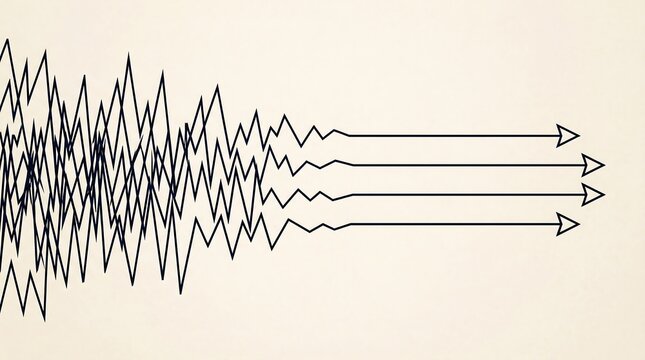 Erratic Noise Calming into Smooth Parallel Arrows Metaphor.