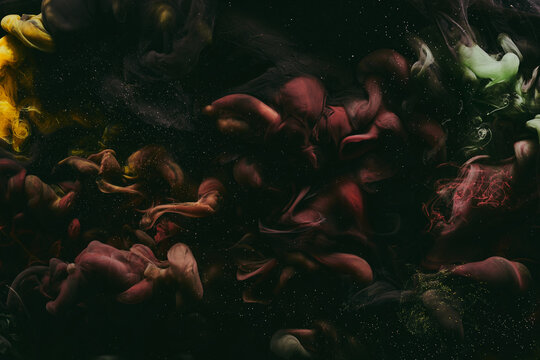 Luxurious abstract dark background. Explosive colors wallpaper, outer space pattern. Dynamic paint backdrop.