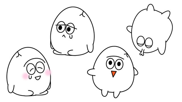 かわいいキャラクターの表情セット・喜怒哀楽や感情を表現したアイコン素材