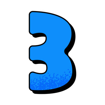 青い数字「3」｜カウントダウン・ランキング用ポップ素材