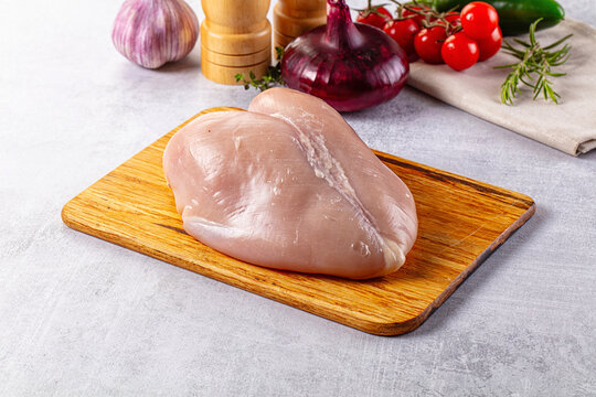 Raw chicken breast without skin