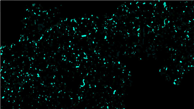 Vector Glowing microbes under microscope depict science world and biological processes with luminescence, magnification unveils intricate structures.