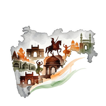 Happy Maharashtra Day concept on white background.