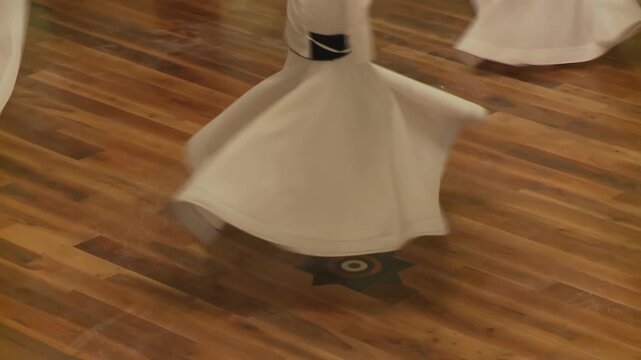 Majestic Cinematic Wide Shot of Whirling Dervish Sema Ceremony
