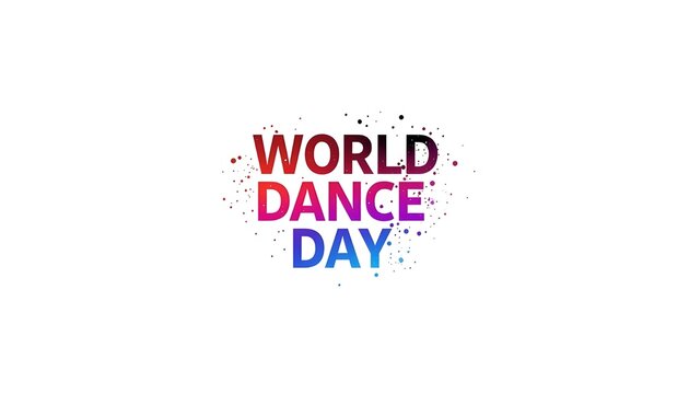A colorful logo celebrating World Dance Day with vibrant typography and dynamic design elements.