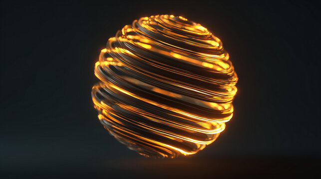 Futuristic Wireframe Sphere with Flowing Curved Lines Global Network Concept