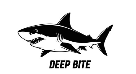 Fototapeta premium Black and white shark logo.