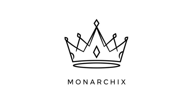 Black line art crown icon symbol.