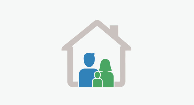 Family Inside a House Silhouette.
