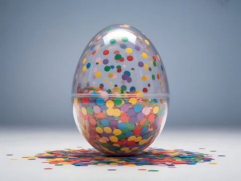 Transparent Plastic Easter Egg with Confetti