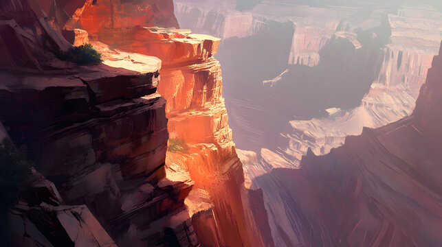 Grand Canyon landscape with rugged rock formations and deep valley