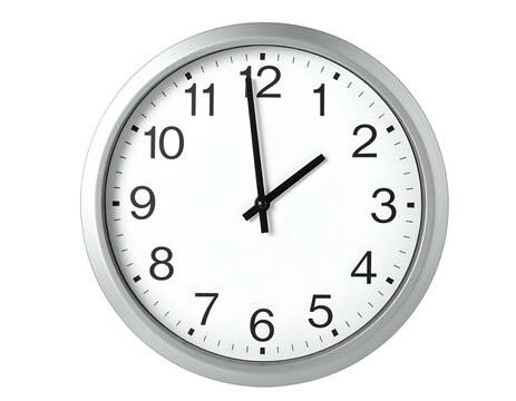 Silver-framed analog clock shows two o'clock
