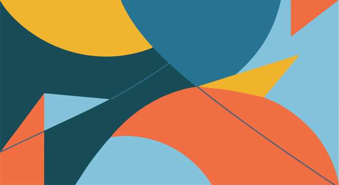 Abstract composition of geometric shapes in complementary colors