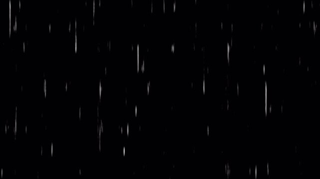 Noise, dirt, dust, scratches and grain on old damaged film surface. Old film look, tv signal with white bad interference, static noise background. Black background. 4K