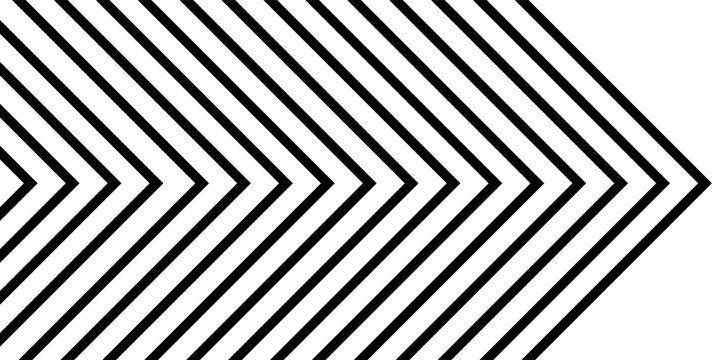 Black linear arrow background. Repeating triangle gradient pattern background. Fading halftone line gradient texture. Thin speed line concept for overlays, posters, prints, covers, banners. Vector