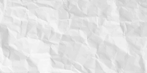 Fototapeta premium White clean crumpled paper background. Horizontal crumpled empty paper template for posters and banners.