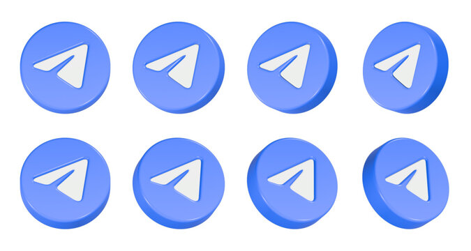 3d Telegram messaging application icon rendering