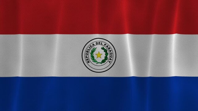 Waving Paraguay flag animation with realistic cloth movement and vibrant colors, suitable for South American and political visuals.