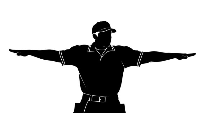 Silhouette of a person with arms outstretched in a T-pose.