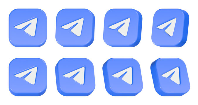 3d Telegram messaging application icon rendering