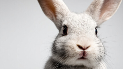 Obraz premium Ultra Clean Close-Up Portrait of a Cute Rabbit with Soft Fur Detail