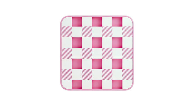 Pink Gingham Pattern with 3D Squares