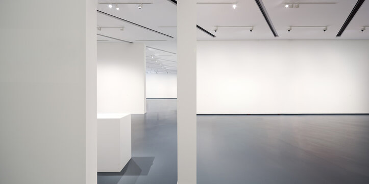Modern minimalist exhibition hall interior view