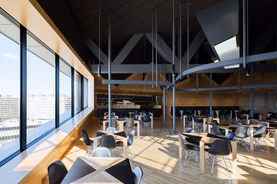 Modern exhibition hall with ample natural light