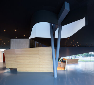 Contemporary art exhibition space with modern architecture