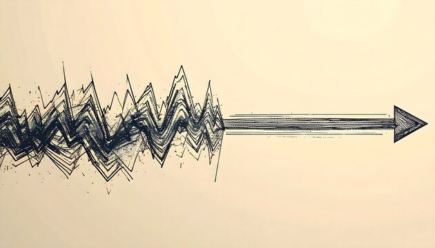 Erratic Noise Calming into Smooth Parallel Arrows Metaphor.