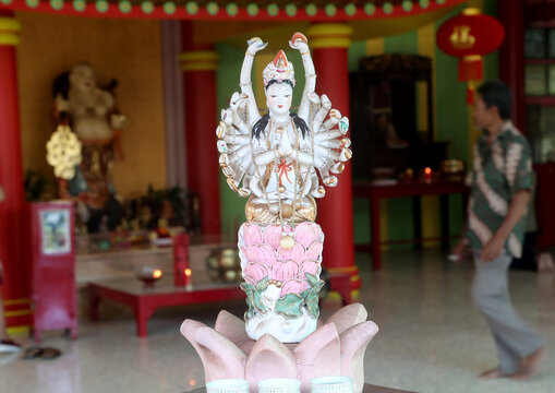 A statue of god at a temple in Depok, West Java, Indonesia