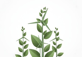 Obraz premium A digital illustration of lush green plants with varying leafy stems on a white background