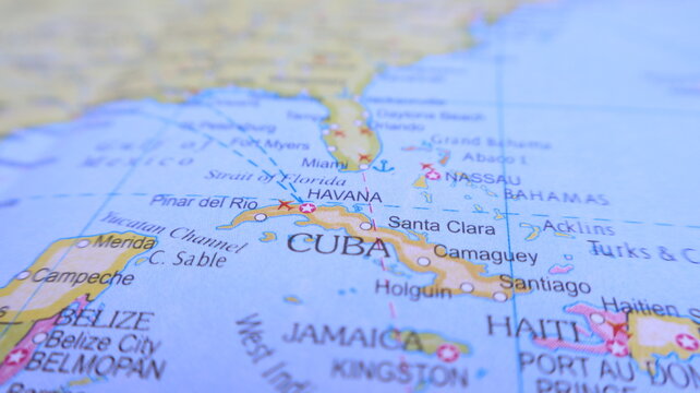 Map of Cuba and surrounding Islands, Travel Concept