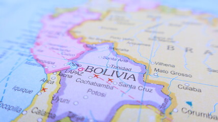 Naklejka premium Bolivia Map Close-Up: Travel and Geography Resource