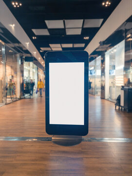 Digital display mockup in a modern shopping center