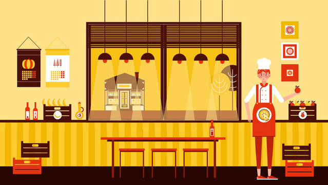 Professional Chef Woman Receiving Boxes of Fresh Food Delivery