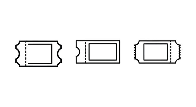 Three event tickets displayed in a simple graphic silhouette