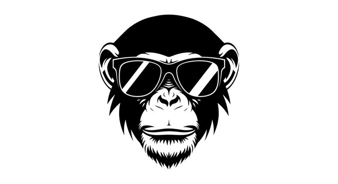 Cool Monkey Wearing Sunglasses Illustration.