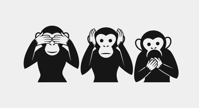 Three Wise Monkeys See No Evil Hear No Evil Speak No Evil.